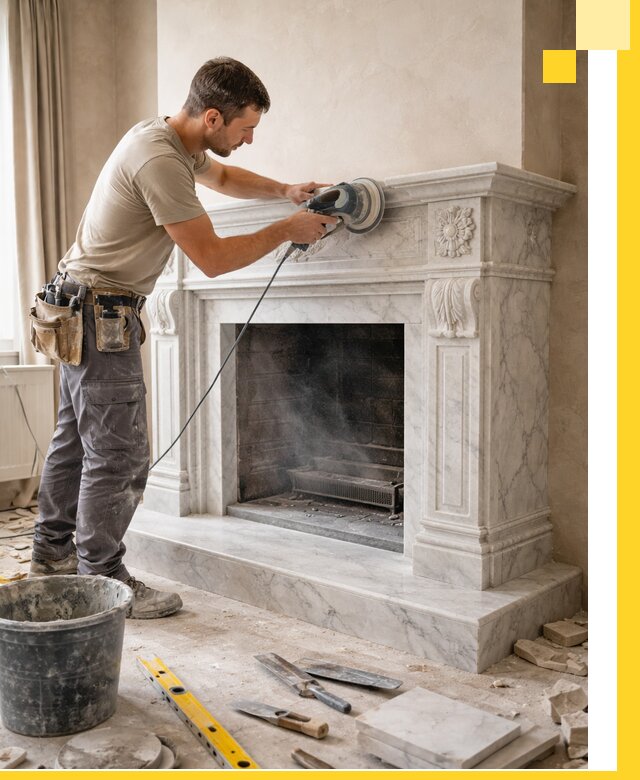 Изготовление и установка мраморных каминов в Кондопоге под ключ