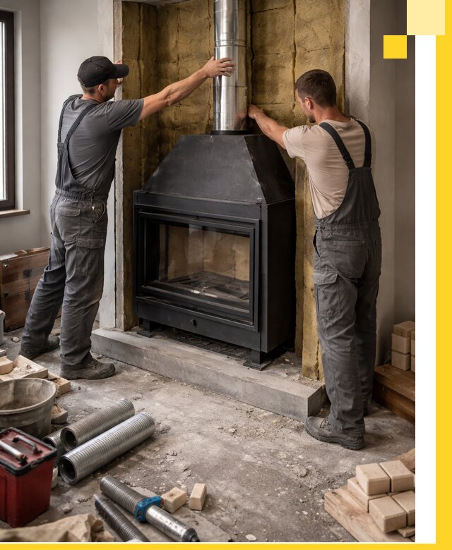 Изготовление и монтаж закрытых каминов в Кондопоге под ключ