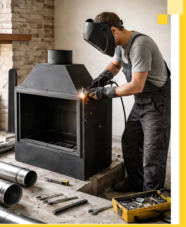 Продажа и установка металлических каминов в Кондопоге под ключ