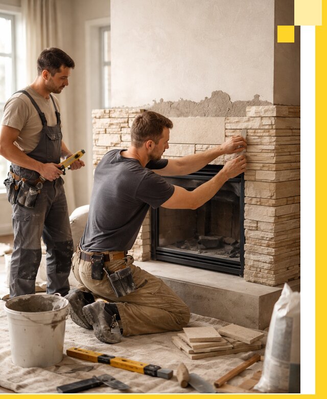 Установка и монтаж каминов для загородного дома в Кондопоге