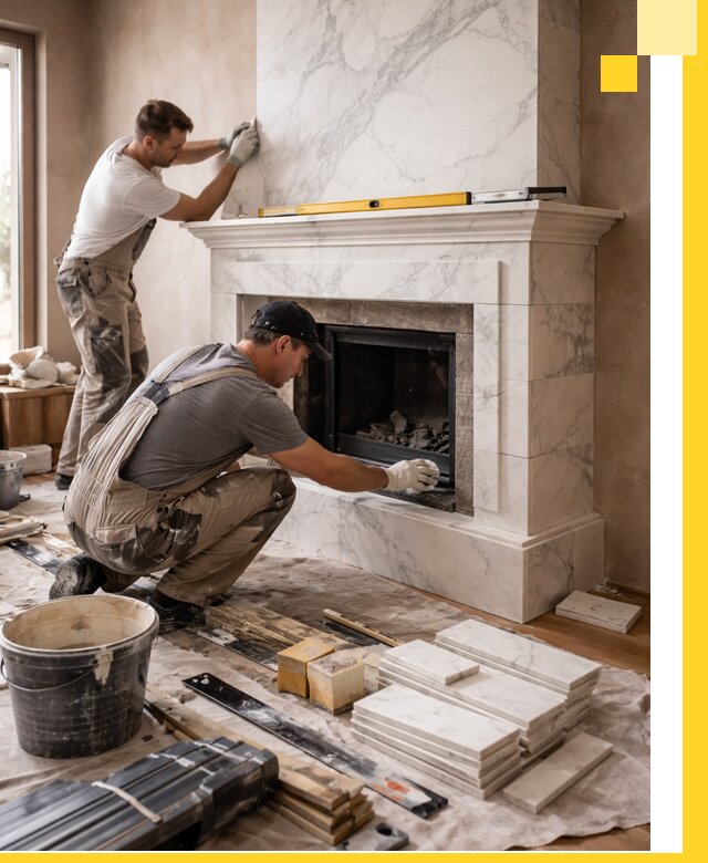 Отделка каминов в Кондопоге качественные облицовочные работы