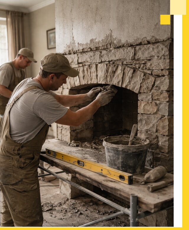 Изготовление каминов под ключ в Кондопоге, монтаж и отделка