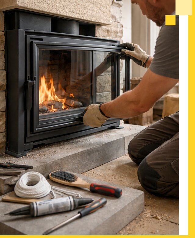 Производство, монтаж и доставка каминов со стеклом в Кондопоге