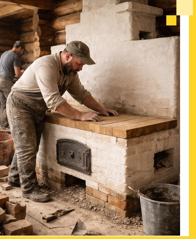 Проектирование и установка русской печи с лежанкой в Кондопоге