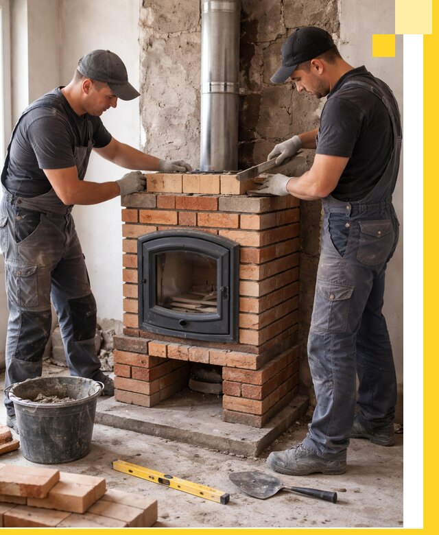 Монтаж печи камина под ключ в Кондопоге с гарантией и пусконаладкой