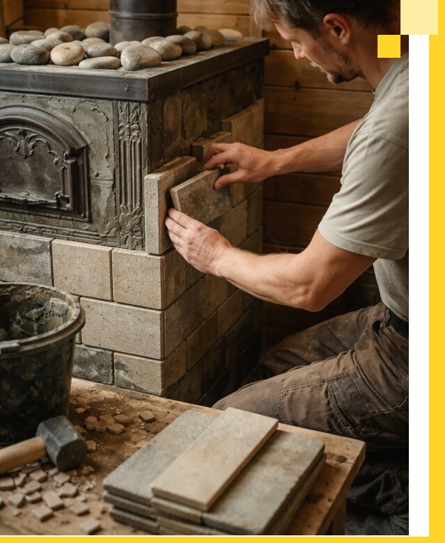 Облицовка банных печей в Кондопоге профессиональная отделка