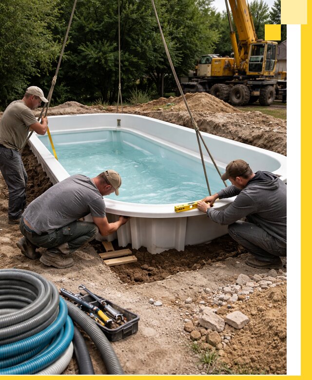 Установка и монтаж композитных бассейнов под ключ в Кондопоге