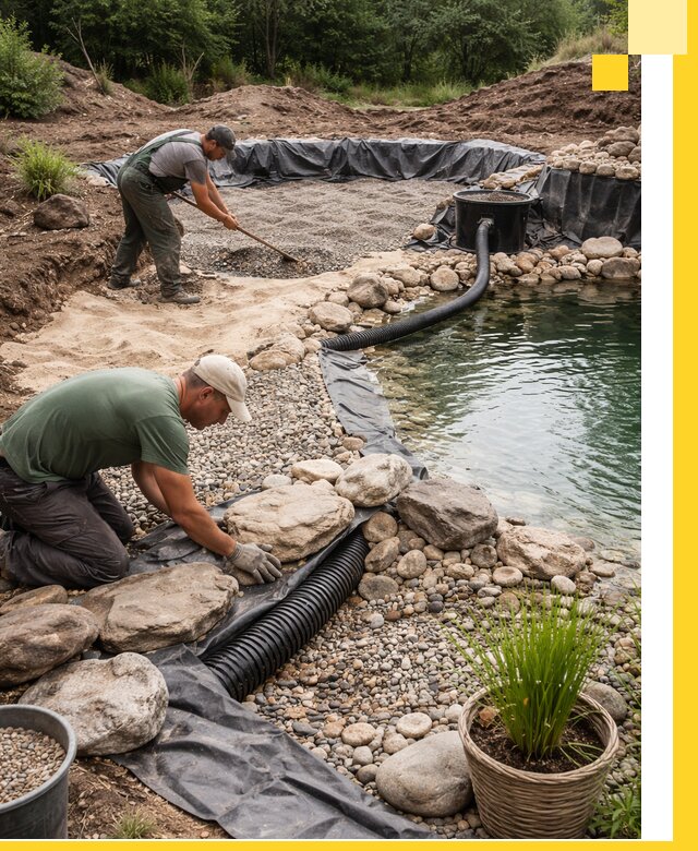 Строительство природных бассейнов и озер в Кондопоге под ключ