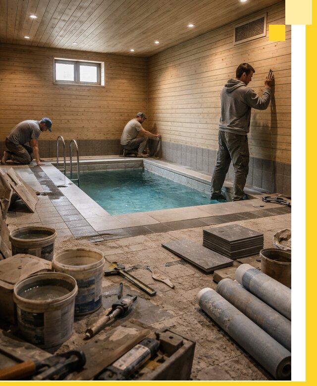 Строительство бани с бассейном и сауной под ключ в Кондопоге