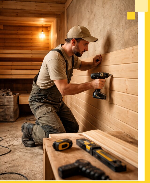 Профессиональная внутренняя отделка бани в Кондопоге под ключ