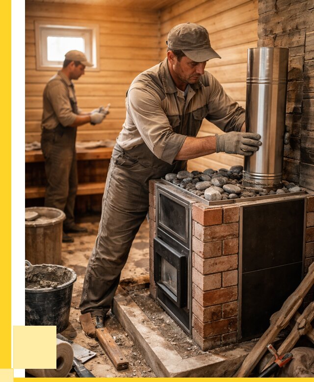 Монтаж печи в бане под ключ в Кондопоге от 20304 р. | ЭриданКнп