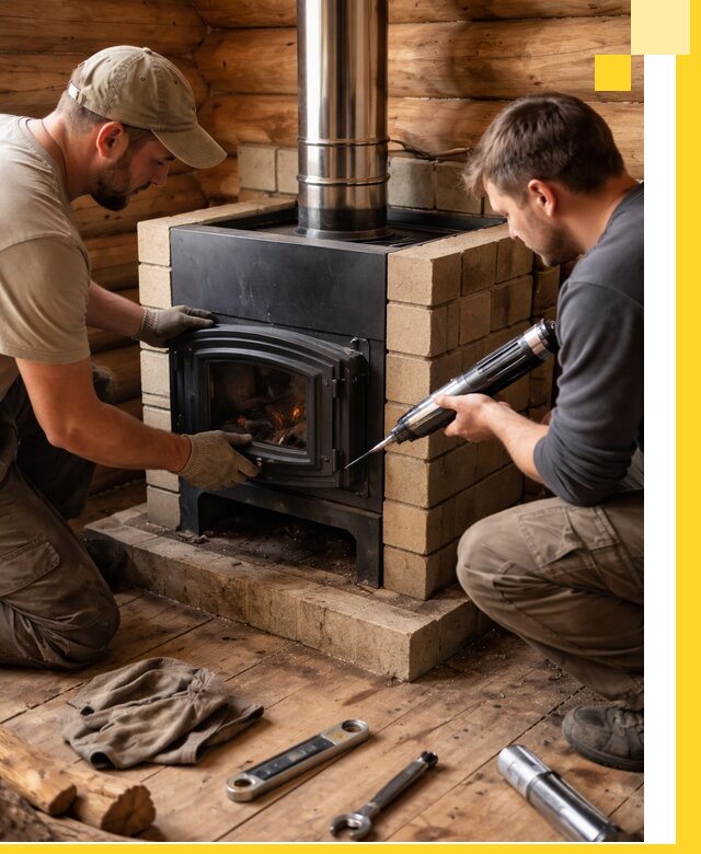 Монтаж и установка печи в бане под ключ с гарантией в Кондопоге