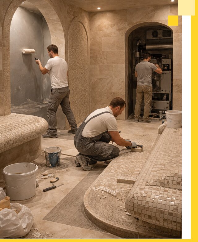 Строительство бани с хамамом и бассейном под ключ в Кондопоге