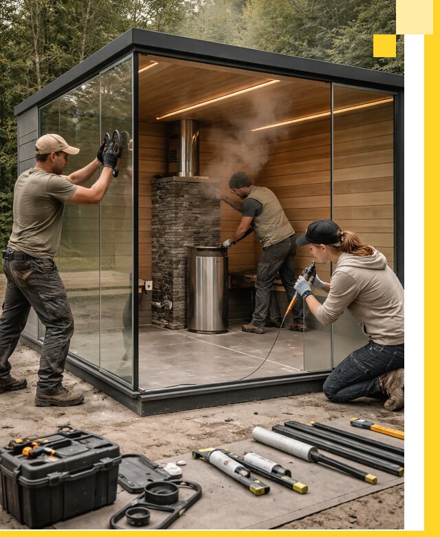 Проектирование и строительство стеклянных бань в Кондопоге