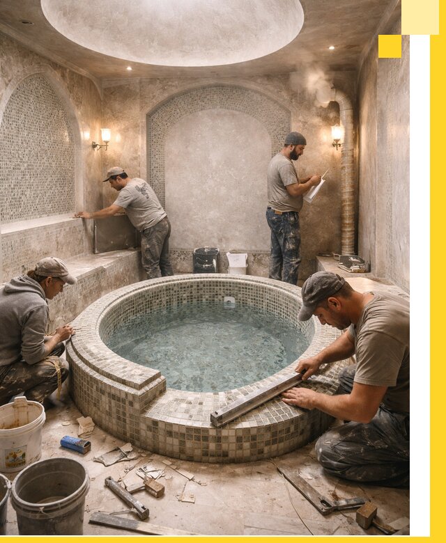 Профессиональное строительство хамама с бассейном в Кондопоге под ключ