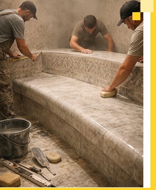 Изготовление и установка сидений для хамама в Кондопоге